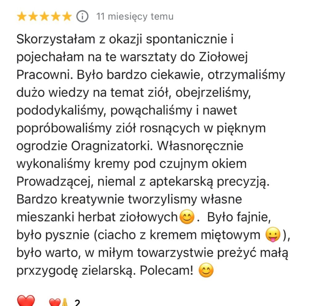 Ziołowa Pracownia opinia o warsztatach.