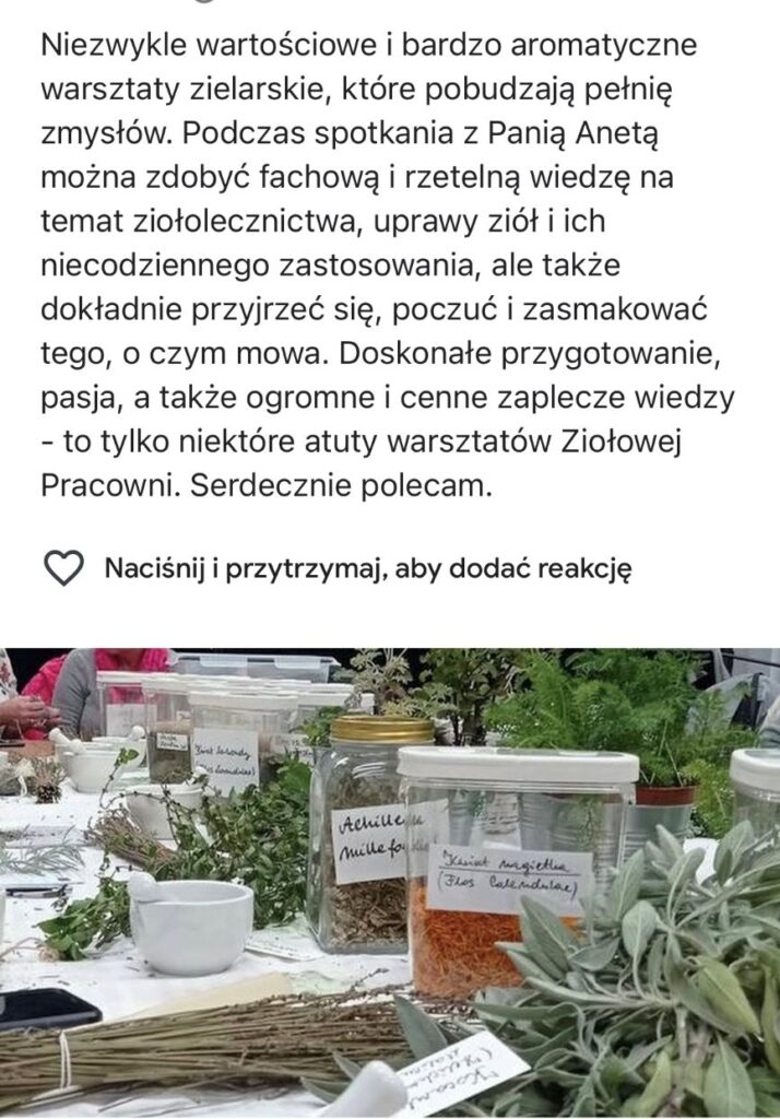Ziołowa Pracownia opinia o warsztatach.